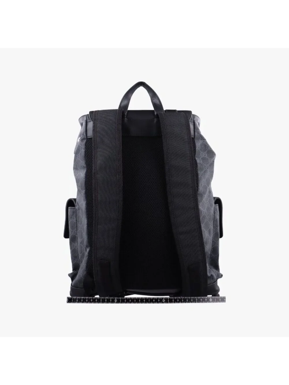 Gucci GG Supreme Black Gray Navy Red Leather Backpack
